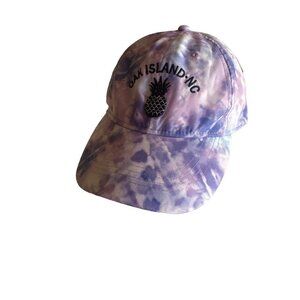 Oak Island, North Carolina Purple Blue Tie Dye Hat Cap Adjustable